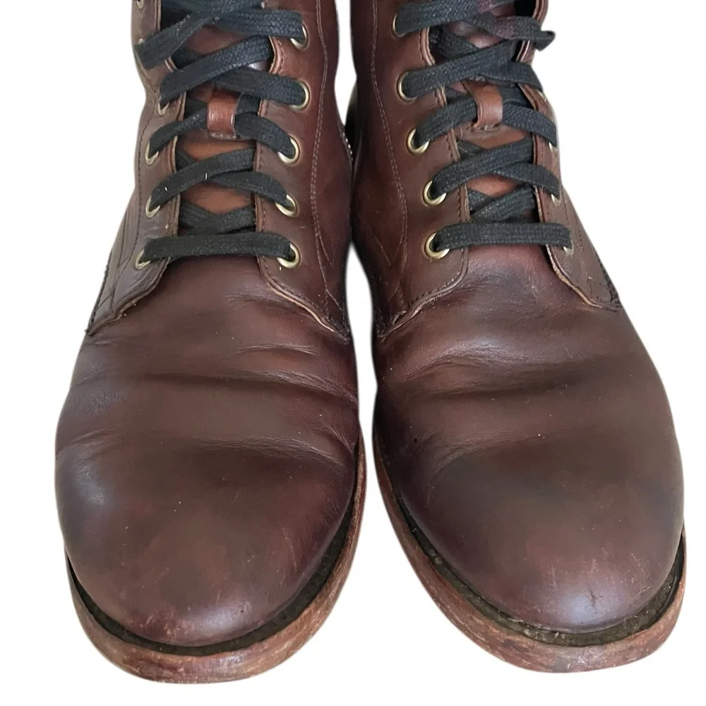 Frye Men's Bowery Lace-Up Side-Zip Boots - Size 9.5 - Brown Antiqued Leather - Picture 5 of 16